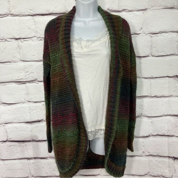 American Eagle Outfitters Long Open Cardigan Sweater SZ S Multicolored Yarn Cozy - Picture 1 of 10